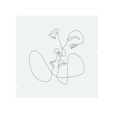 Couple kiss in line art Designer Splash Back | White