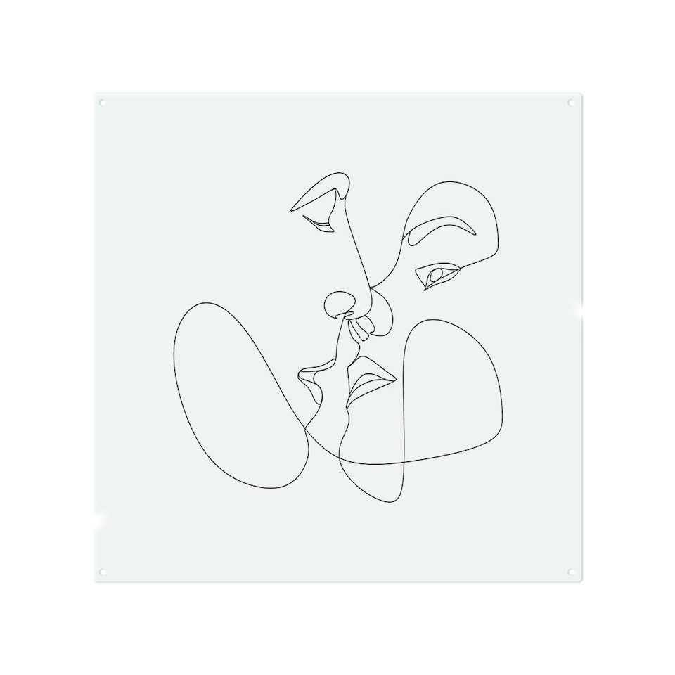 image 1 of Couple kiss in line art Designer Splash Back | White