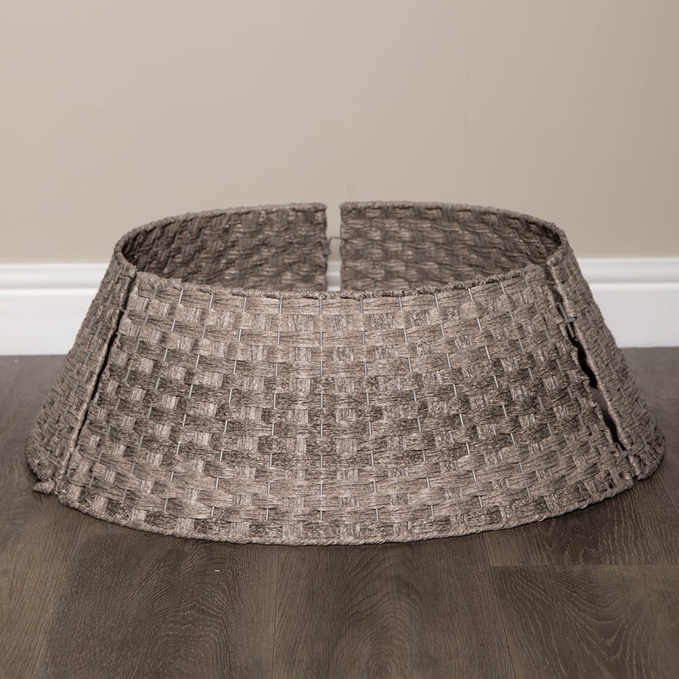 image 1 of 48/70cm Samuel Alexander Large KD Plastic Wicker Rattan Woven Christmas Tree Skirt in Grey