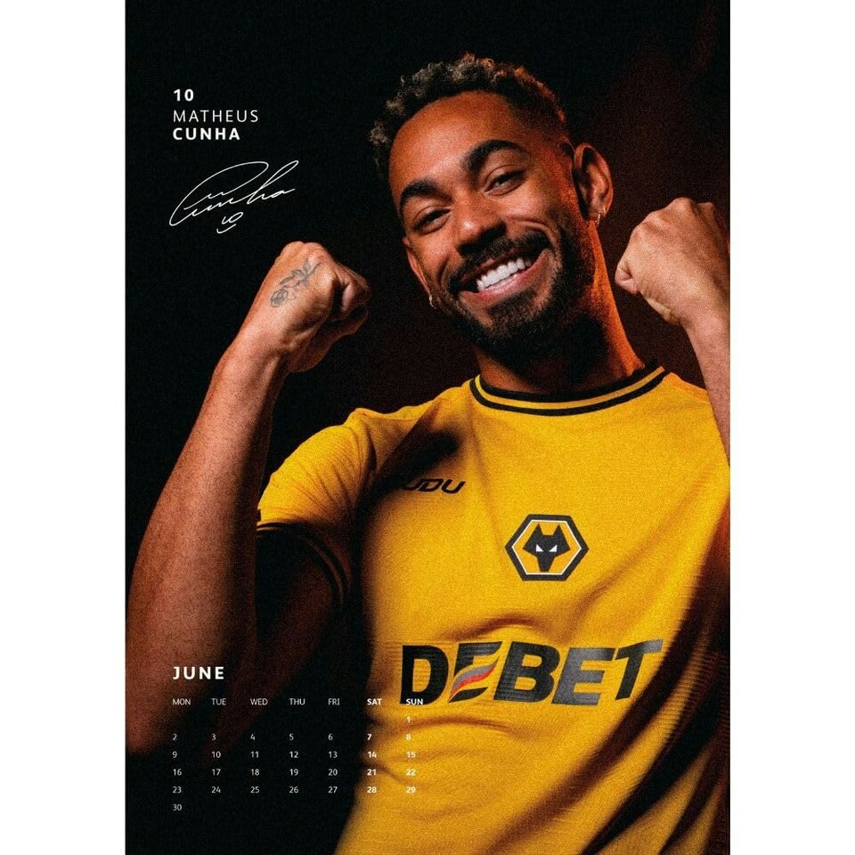 image 1 of Wolverhampton Wanderers FC 2025 A3 Wall Calendar - Black/Yellow - One Size