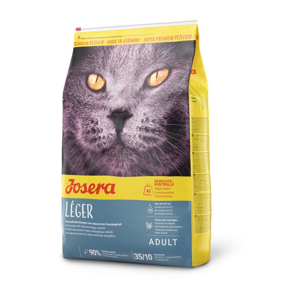 image 1 of Josera Leger complete adult cat food | For weight control | Lower calorie | Extreme Anti-Hairball | Chicken & Liver | Herbs & Fruit | Urinary pH | 10kg