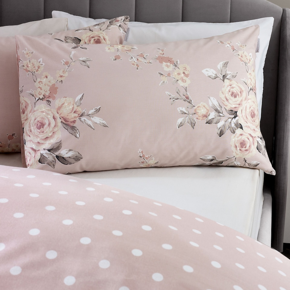 image 1 of Canterbury Floral Reversible Duvet Cover Set | Pink | Blush Pink