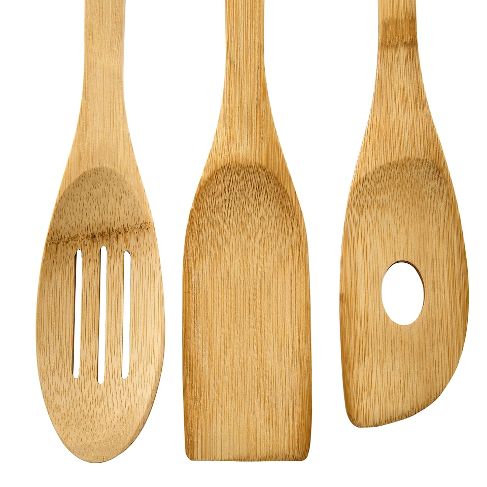 image 1 of Interiors by Premier 6pc Kitchen Utensil Set, Includes Slotted Turner, Spoon, Spaghetti Server, & More, Perfect Bamboo Utensils