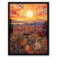 La California Sunrise Over San Gabriel Home Decor Black Framed Wall Art Print A4
