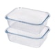 image 1 of Argon Tableware Optical Rectangular Glass Cake Dishes - 20cm x 15cm - Pack of 2 | Clear | Clear | 20cm x 15cm