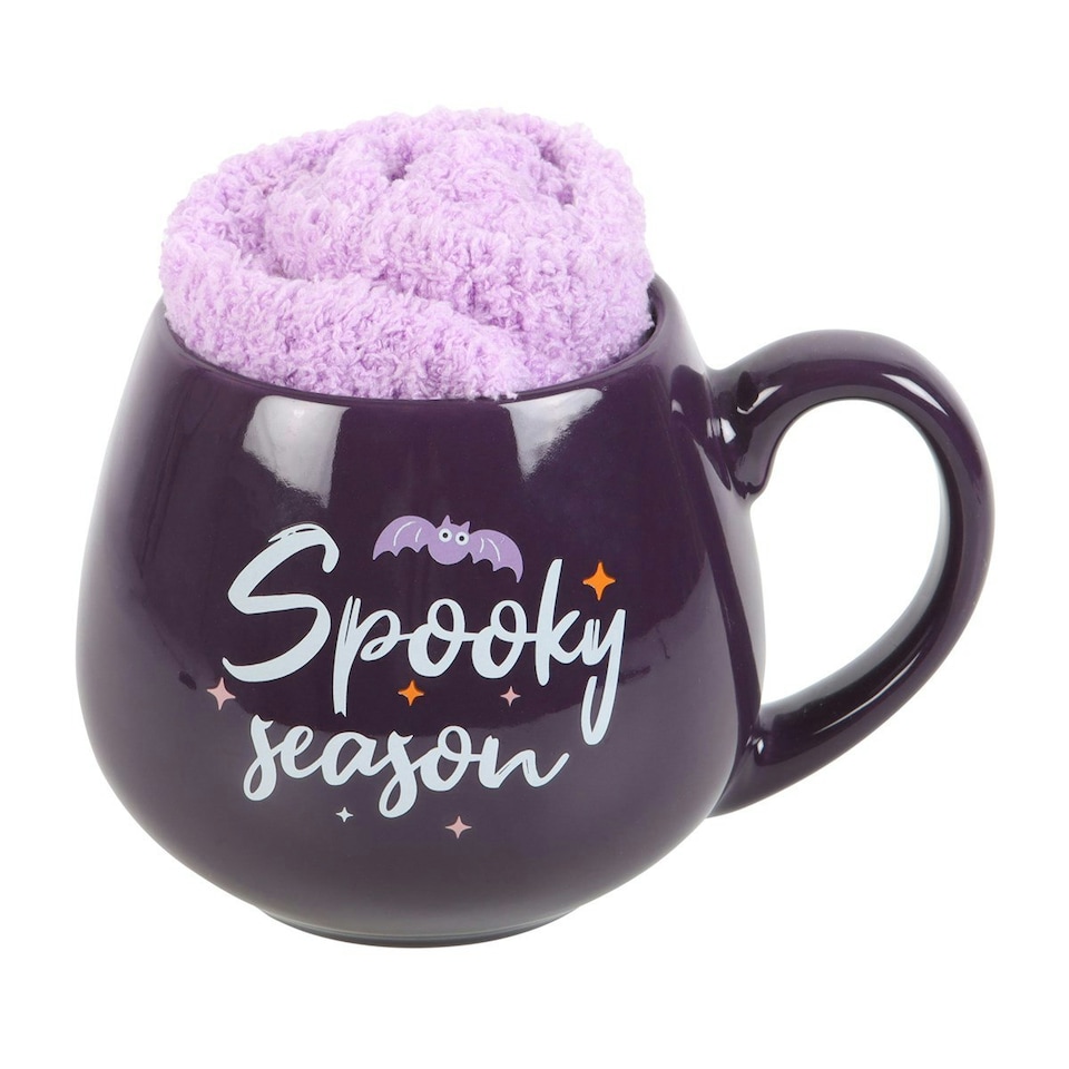 image 1 of Something Different Spooky Season Mug and Sock Set - Purple/Lilac - One Size