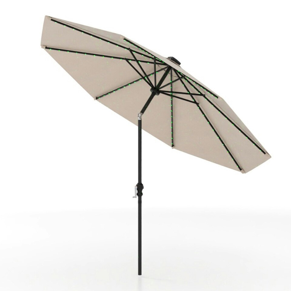 image 1 of COSTWAY 290 cm Solar Patio Parasol Umbrella 96 LED Lights Beige Cream