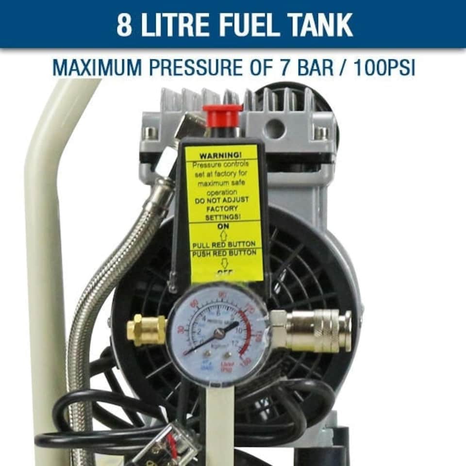 image 1 of Hyundai 8 Litre Air Compressor, 4CFM/100psi, Silenced, Oil Free, Direct Drive 0.75hp | HY5508