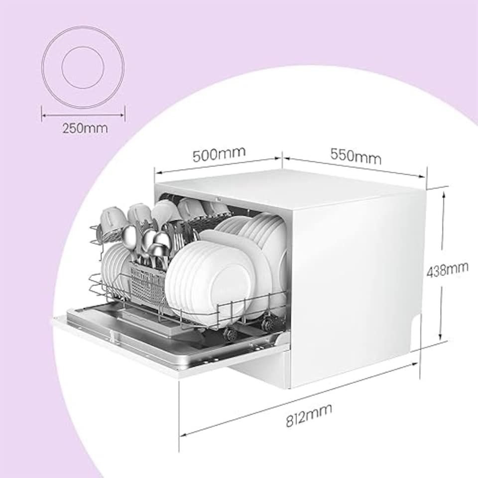 image 1 of Comfee 6.5L Freestanding Compact Dishwasher with LED display, White