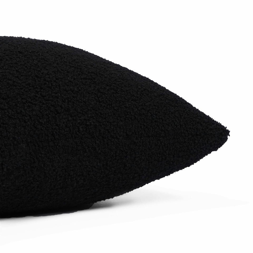 image 1 of OHS 2 x Soft Boucle Fleece Cushion Covers, 45x45cm - Black