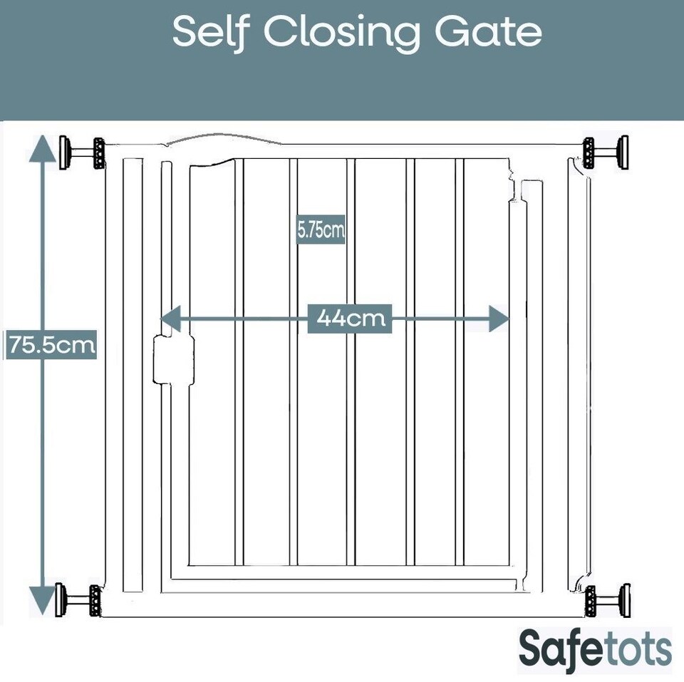 image 1 of Safetots Pressure Fit Self Closing Stair Gate, Narrow, 68.5cm - 75cm, Slate Grey, Auto Closing Baby Gate, Safety Barrier