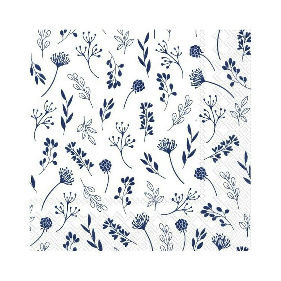 IHR Lunch Napkins Tilda White Dark Blue 33cm 3ply 20 Pack