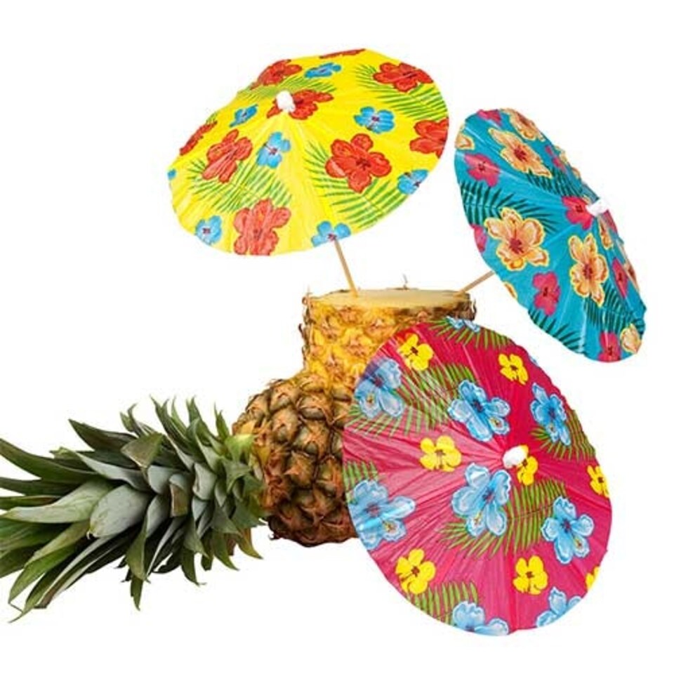Hibiscus Hawaiian Cocktail Umbrella Picks 18cm - Pack of 6