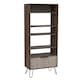 image 5 of Nevada Large Four Shelf Display Bookcase With Storage - Grey and Bleached Oak Effect with Industrial Metal Accents | Brown | Grey & Bleached Oak | One Size | 1