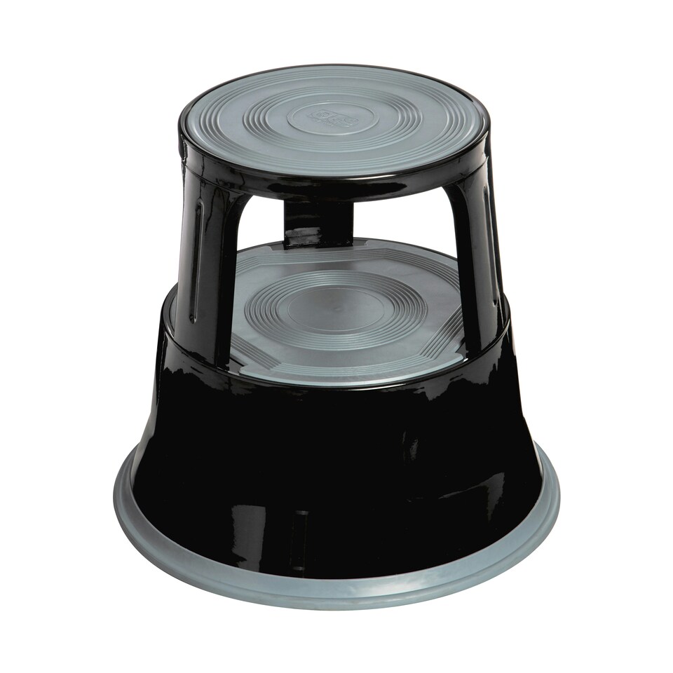 image 1 of Interiors by Premier 2-Tier Black Step Stool, Dual-Level Design With Anti-Slip Treads And Sturdy Frame, Compact, Foldable