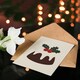 image 4 of Cake Pudding Holly Icing Modern Graphic Xmas Art Blank Christmas Card