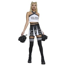 Fever Womens/Ladies Vampire Cheerleader Costume Set - Black/White - M
