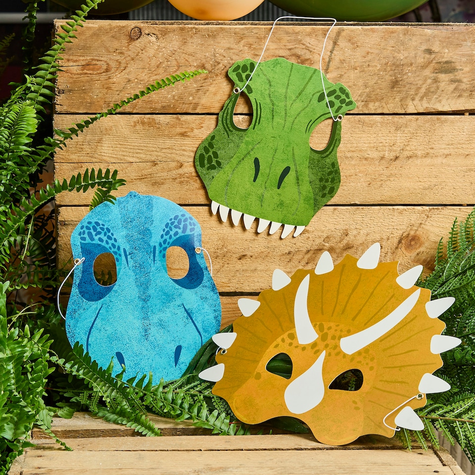 image 1 of Dinosaur Card Masks - Pack of 6