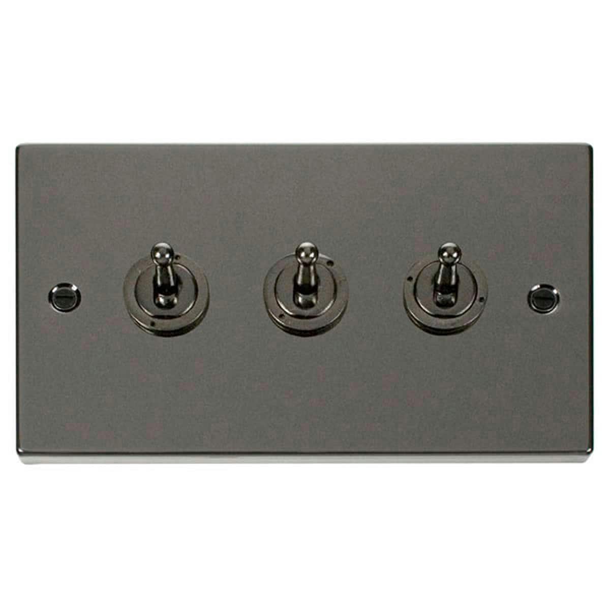 SE HOME Black Nickel 3 Gang 2 Way 10AX Toggle Light Switch Black Black Nickel