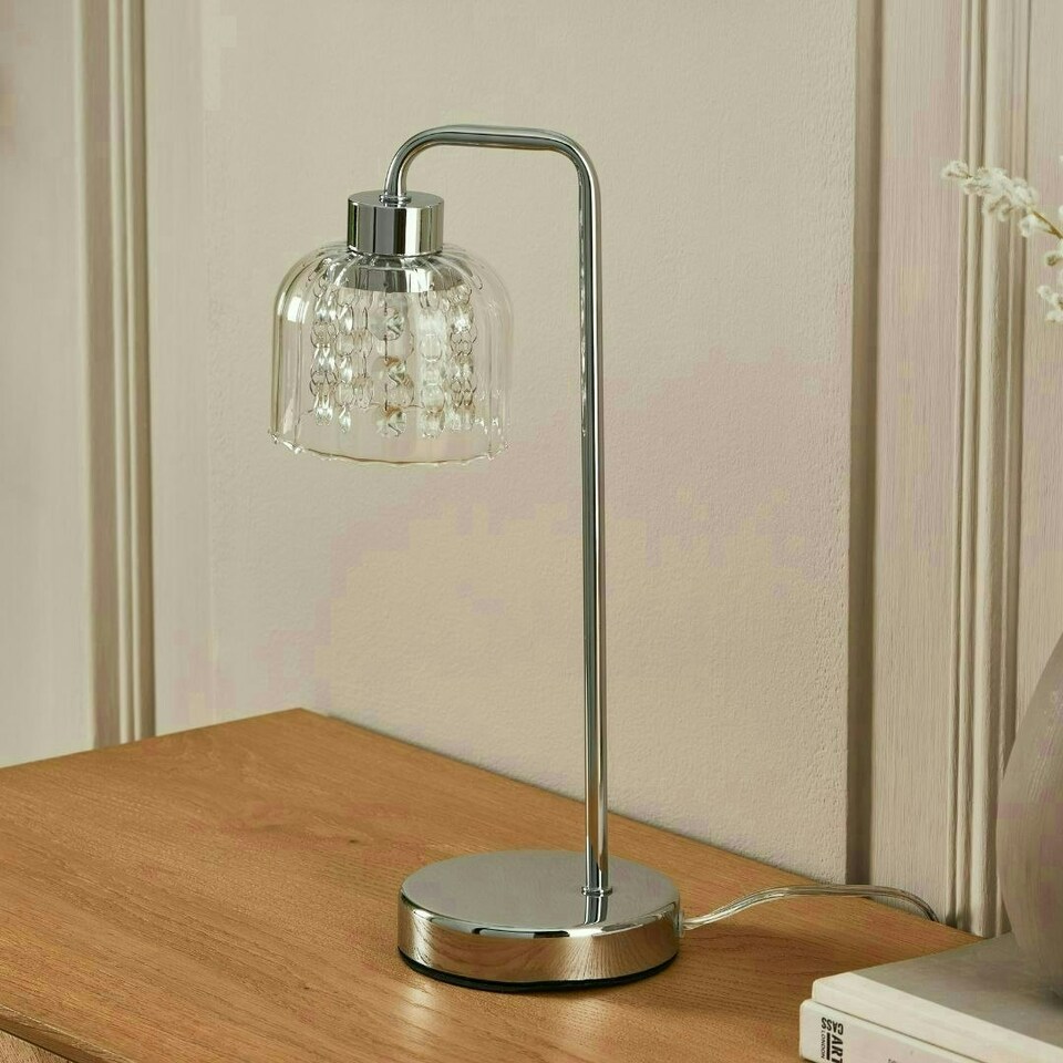 image 1 of Yarrow Polished Chrome & Glass Table Lamp