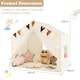 image 2 of COSTWAY Kids Play Tent 3-4 Kids Large Play Tent House w/Screen Curtains-Beige