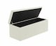 image 5 of 90cm Large Plain Safar Storage Ottoman Box, Cream Plush Velvet Upholstered Deep Storage Ottoman End of Bed Bench