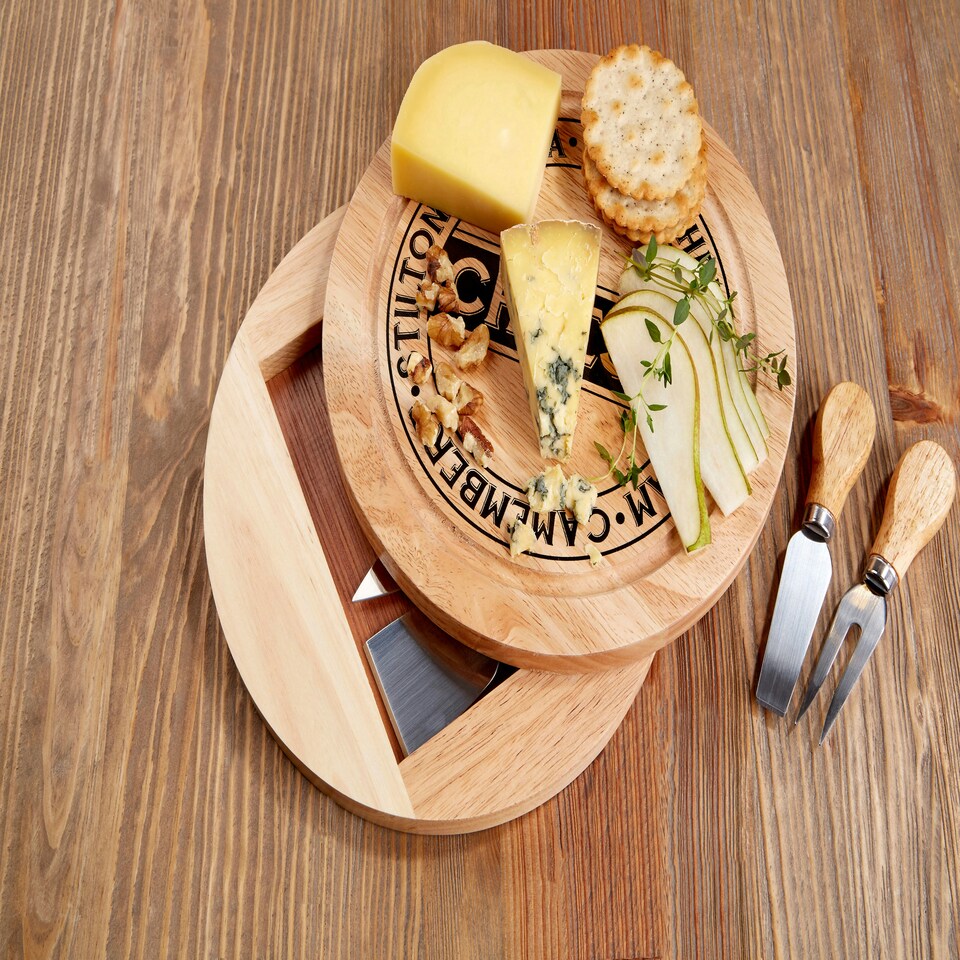 image 1 of Maison by Premier Soka Rubberwood 4pc Cheese Knife Set With Storage Board