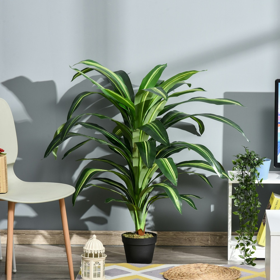 image 1 of Outsunny 110cm/3.6FT Artificial Dracaena Plant Fake Tree Potted Home Office