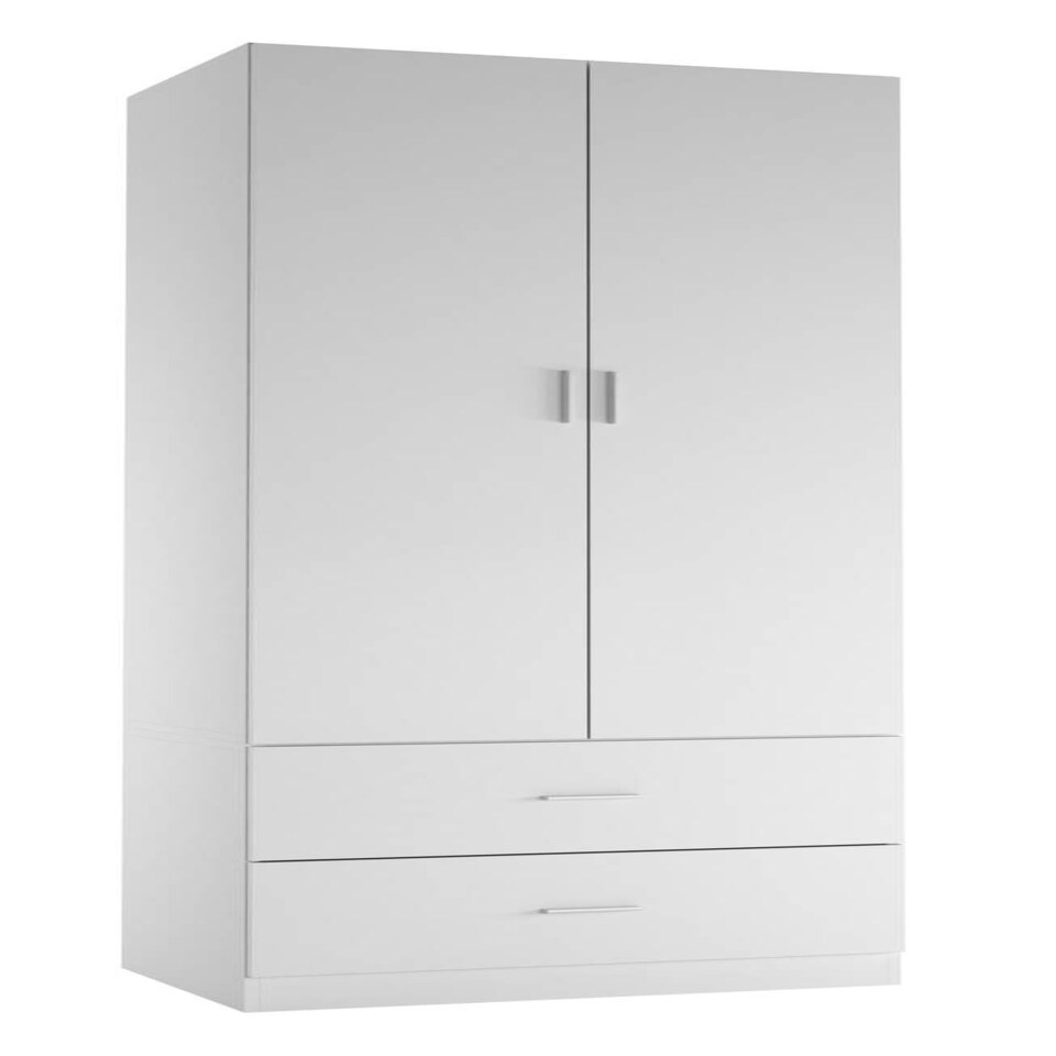 image 1 of White 2-Door 2-Drawer Wardrobe. Pink | Accent Colour: Pink