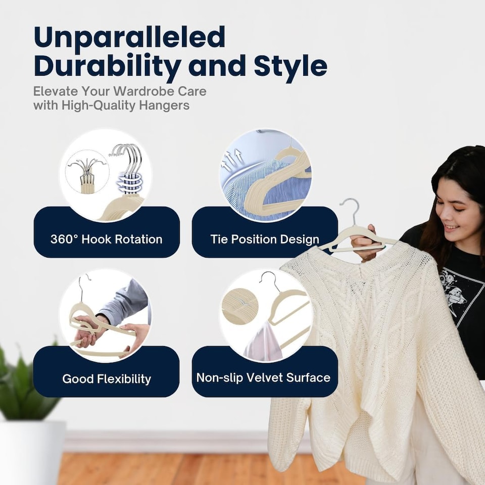 image 1 of Sasha Morel 20-Pack Pink Velvet Coat Hangers, Non-Slip Space-Saving Clothes Hangers