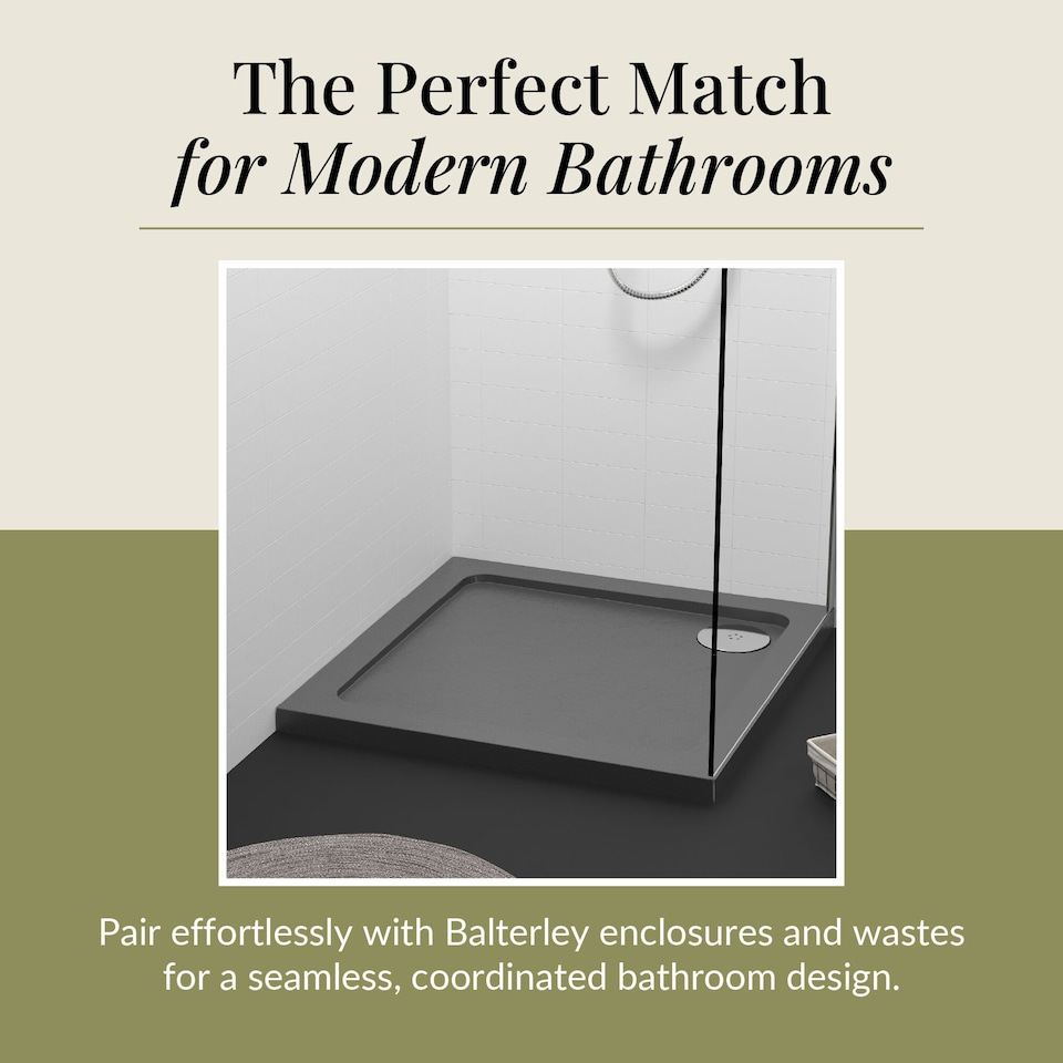 image 1 of Balterley Premium Square Shower Tray | Grey | Grey Slate | 1