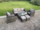 image 2 of Fimous 7 Seat PE Rattan Garden Furniture Set Adjustable Chair Lounge Sofa Set Oblong Coffee Table Stools Dark Grey Mixed