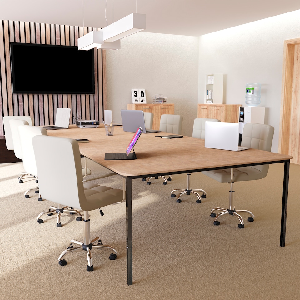 image 1 of Vida Designs Calbo Office Chair Computer Desk Table Chair, Beige