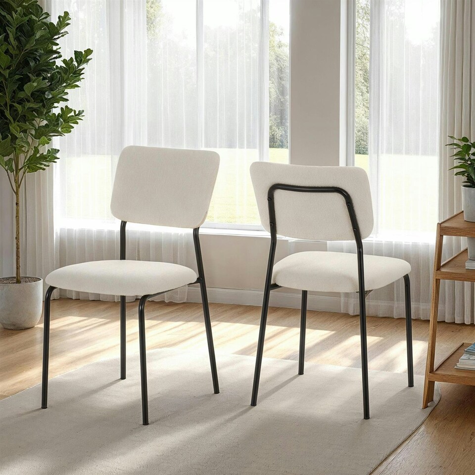 image 1 of Set of 4 Sheldon Velvet Chairs Cream | Ivory Boucle