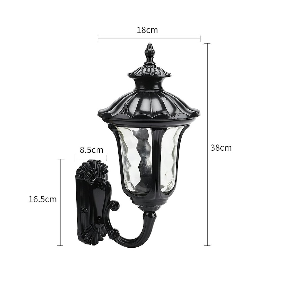 image 1 of Living and Home Vintage Outdoor Wall Lantern, Black | Black