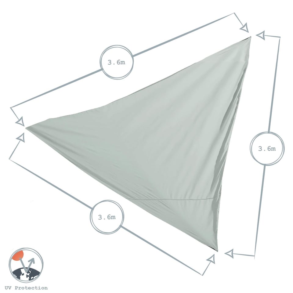 image 1 of Harbour Housewares Triangle Shade Sail - 3.6m - Black | Black | Black
