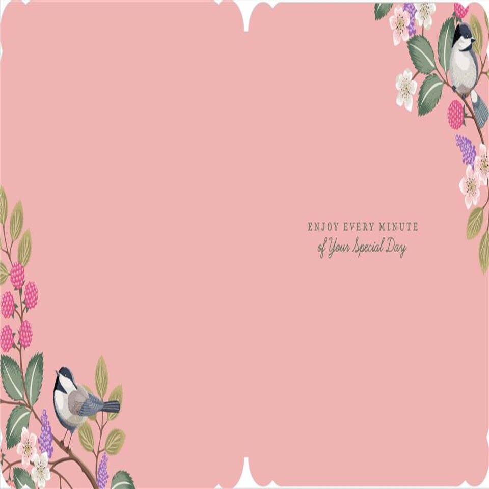 image 1 of Floral Purple Design with Birds Berries Auntie Birthday Card