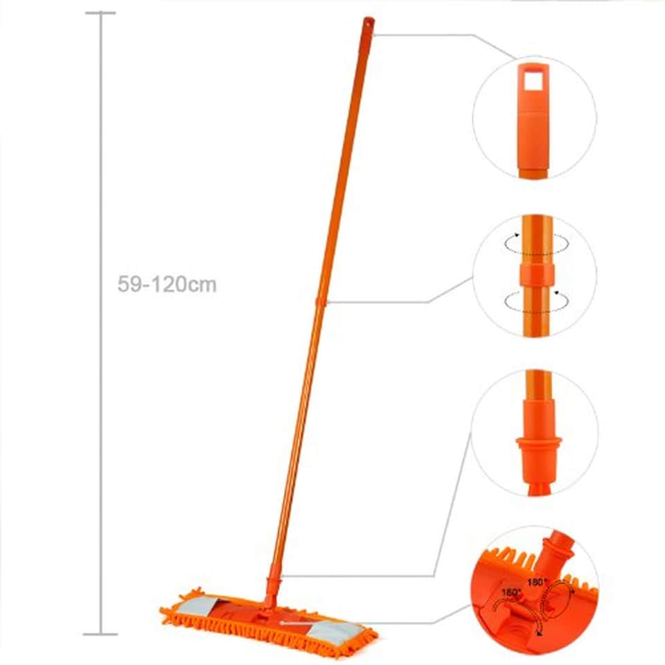 image 1 of Extendable Microfibre Floor Mop Telescopic 70-120cm Handle Washable Noodle Mop for Tile Stone Marble Laminate Hardwood Wet & Dry Cleaning