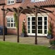 image 2 of Wall Mounted Premium Pergola 3 Post - L420 x W420 x H270 cm - Rustic Brown