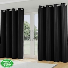 Supersoft Black Curtains 66 x 90 inch (168 x 229 cm) Room Darkening Eyelet Thermal Noise Reducing Curtains for Bedroom and Living Room