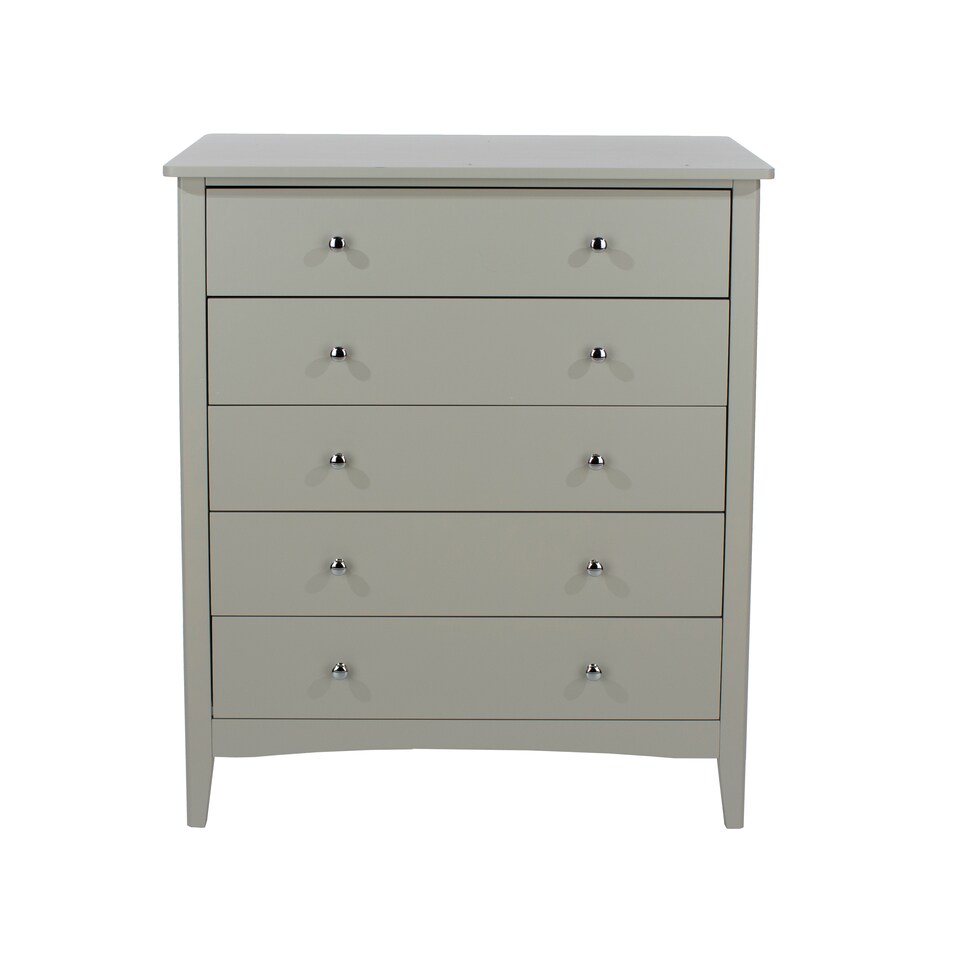 image 1 of Como 5 Drawer Chest of Drawers - Shaker Style Bedroom Storage Cabinet with Space Saving Design | Grey | Grey | 1