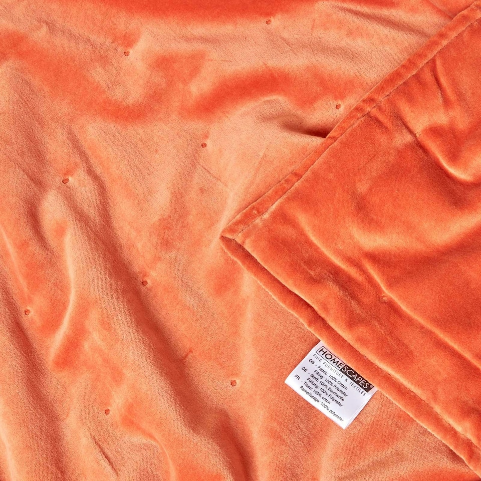 image 1 of Homescapes Burnt Orange Velvet Quilted Throw - 150 x 200 cm Orange