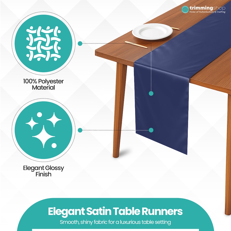 image 1 of Satin Table Runner for Dining Table - 11 x 108 Inch