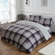 image 3 of OHS Check Print Teddy Fleece Duver Cover and Pillowcase Set, King - Grey