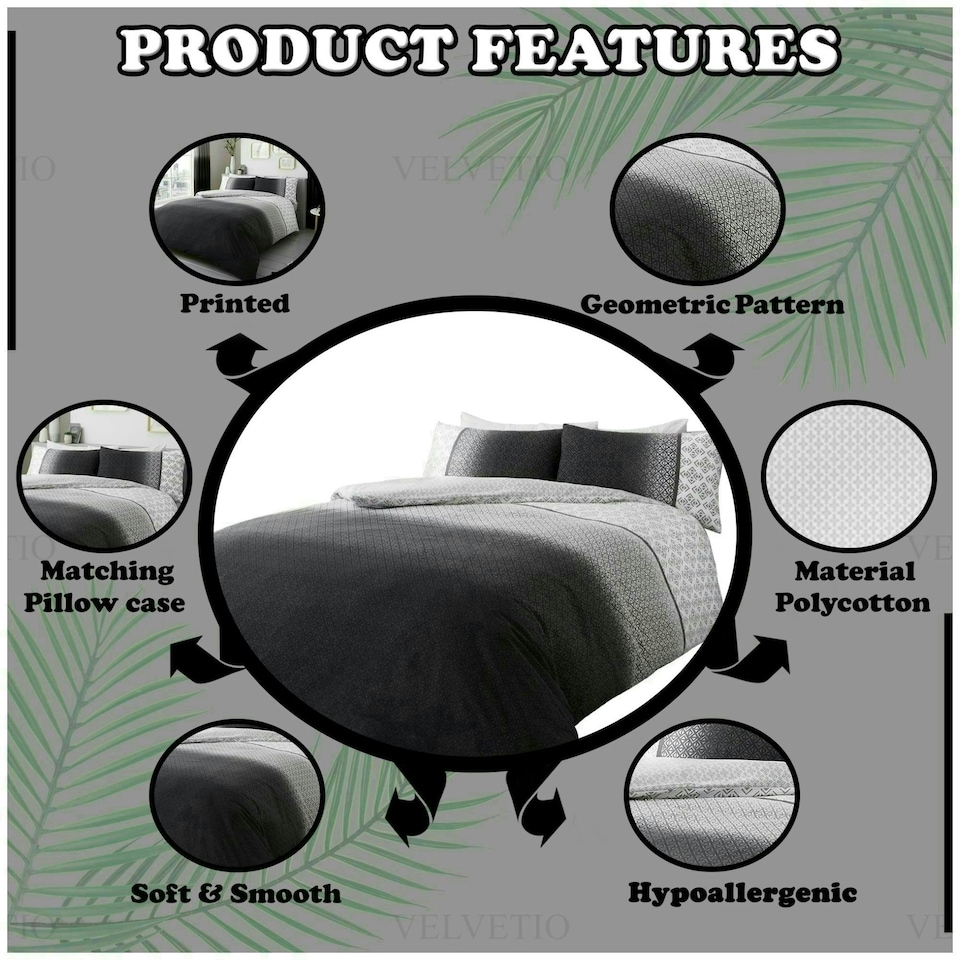 image 1 of VELVETIO Urban Ombre Duvet Cover Set Reversible Polycotton Easy Care Beddings Grey | Super King