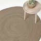 image 1 of Homescapes Linen and Black Handmade Woven Spiral Braided Rug - 120 cm Round