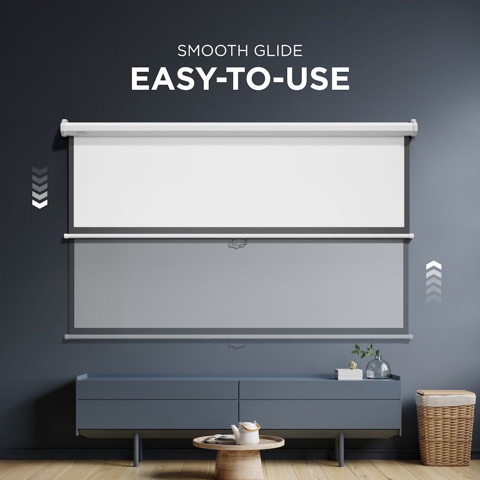 image 1 of 84" Manual Pull Down Projector Screen with Wall Mount