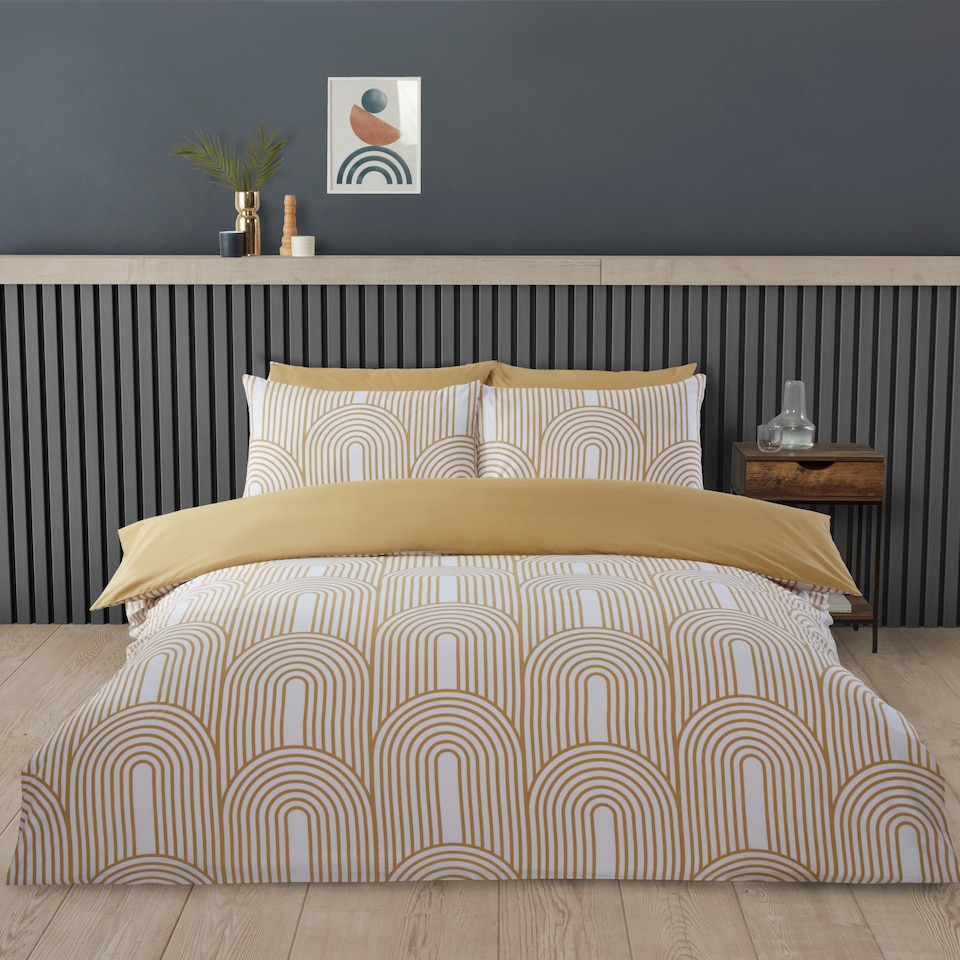 image 1 of Arches Geometric Cotton Blend Duvet Cover Set with Pillowcase