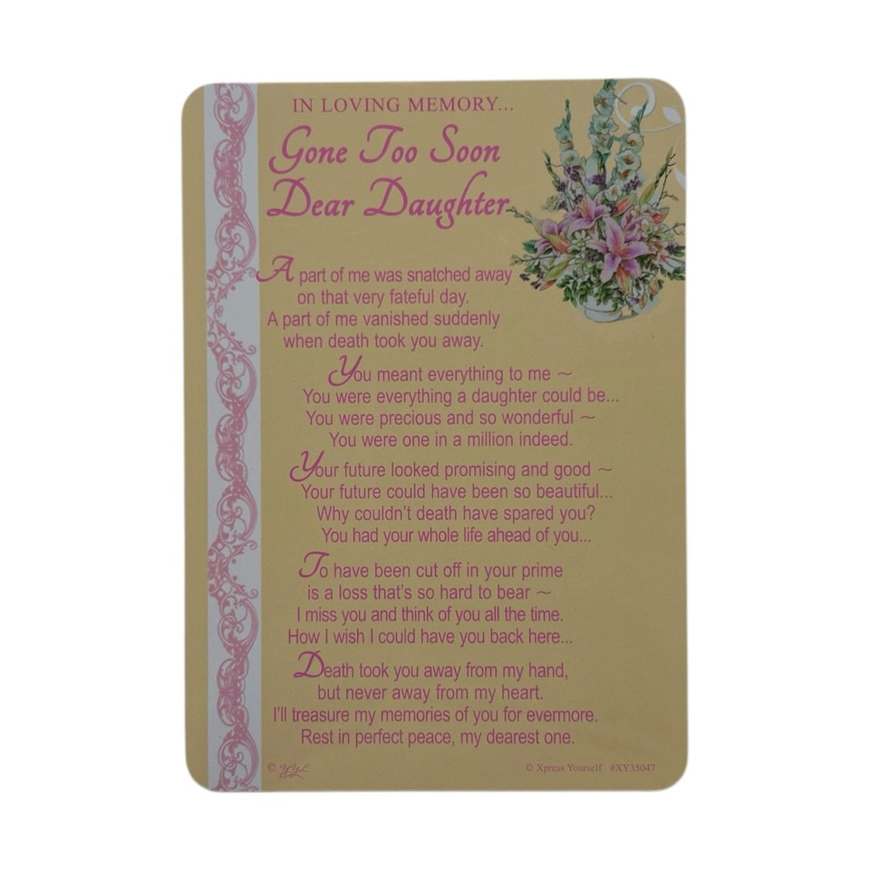 image 1 of In Loving Memory Of Daughter Keepsake Graveside Card