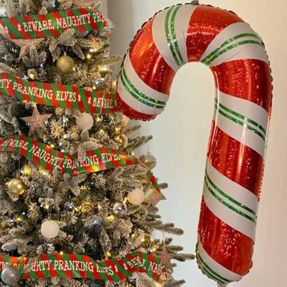 image 1 of Christmas Candy Cane Holographic Helium Foil Giant Balloon 104cm / 41 in